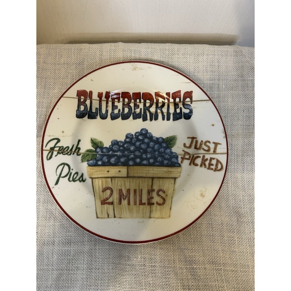 Vintage Home Trends Farm Fresh BLUEBERRY Dessert Salad 8" Stoneware Plate SINGLE - Picture 1 of 3